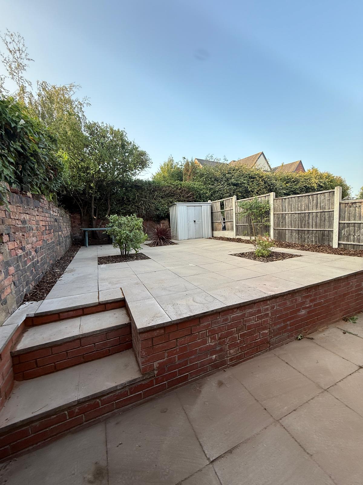 Patio area after landscaping work
